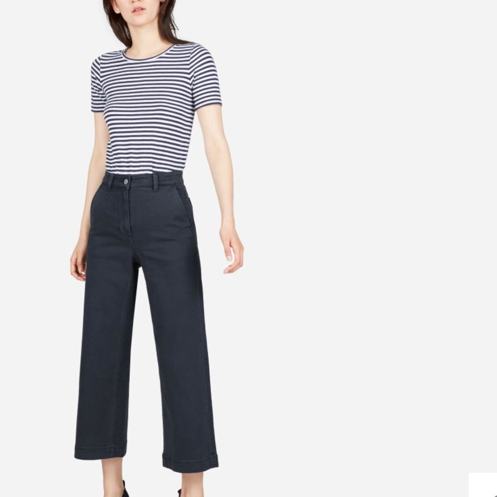 Everlane Wide Leg Crop Pant in Navy, NWT